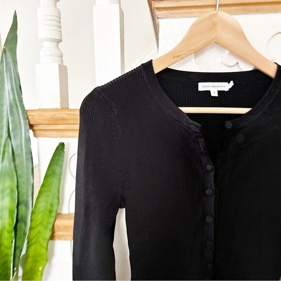 NWT Good American Womens Black Long Sleeve Rib Long Sleeve Cheeky Bodysuit Sz 3 - Picture 3 of 7